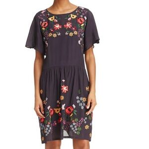 NWT$228 French Connection Alice floral embroidered boho dress 37” bust 37” long